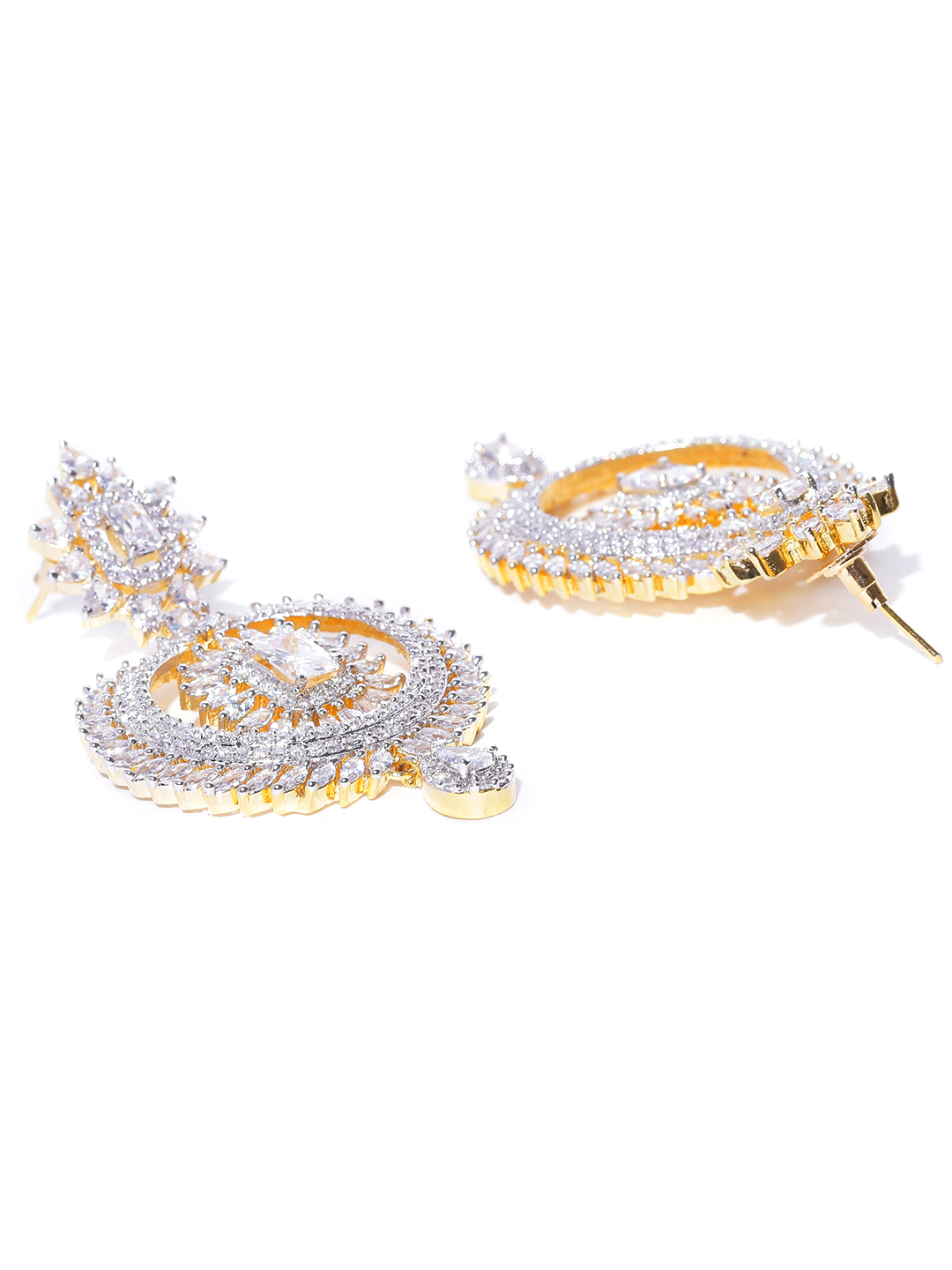 YouBella Gold-Plated Stone-Studded Circular Drop Earrings